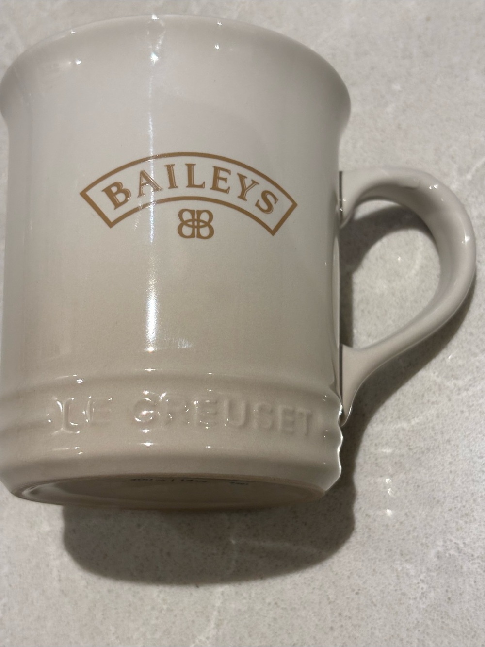 RARE Le Creuset Meringue Stoneware Mug Baileys Irish Cream Logo Limited Edition